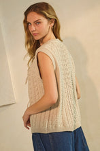Cable Knit Tie Vest Top in Cloud (REG)