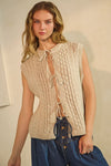 Cable Knit Tie Vest Top in Cloud (REG)