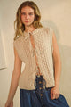 Cable Knit Tie Vest Top in Cloud (REG)