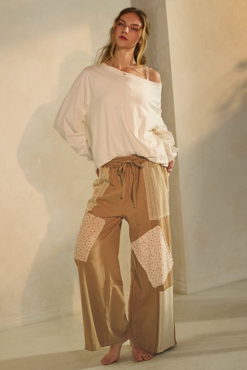 Patchwork Prima Wide Leg Pants (REG/PLUS)