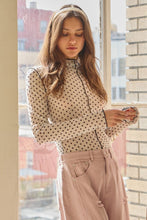Polka Dot Contrast Mesh Top in Black/White (REG/PLUS)