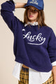 Lucky Graphic Sweater in Navy (REG)