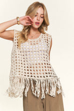 Beige Crochet Tank with Fringe (REG)