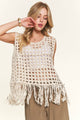 Beige Crochet Tank with Fringe (REG)