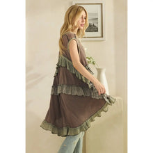 Tiered Contrast Ruffle Tunic Top (REG)