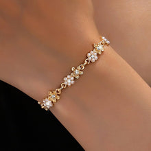 Pearl and Rhinestone Flower Bracelet