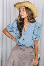 Ruffle Sleeve Denim Top (REG)