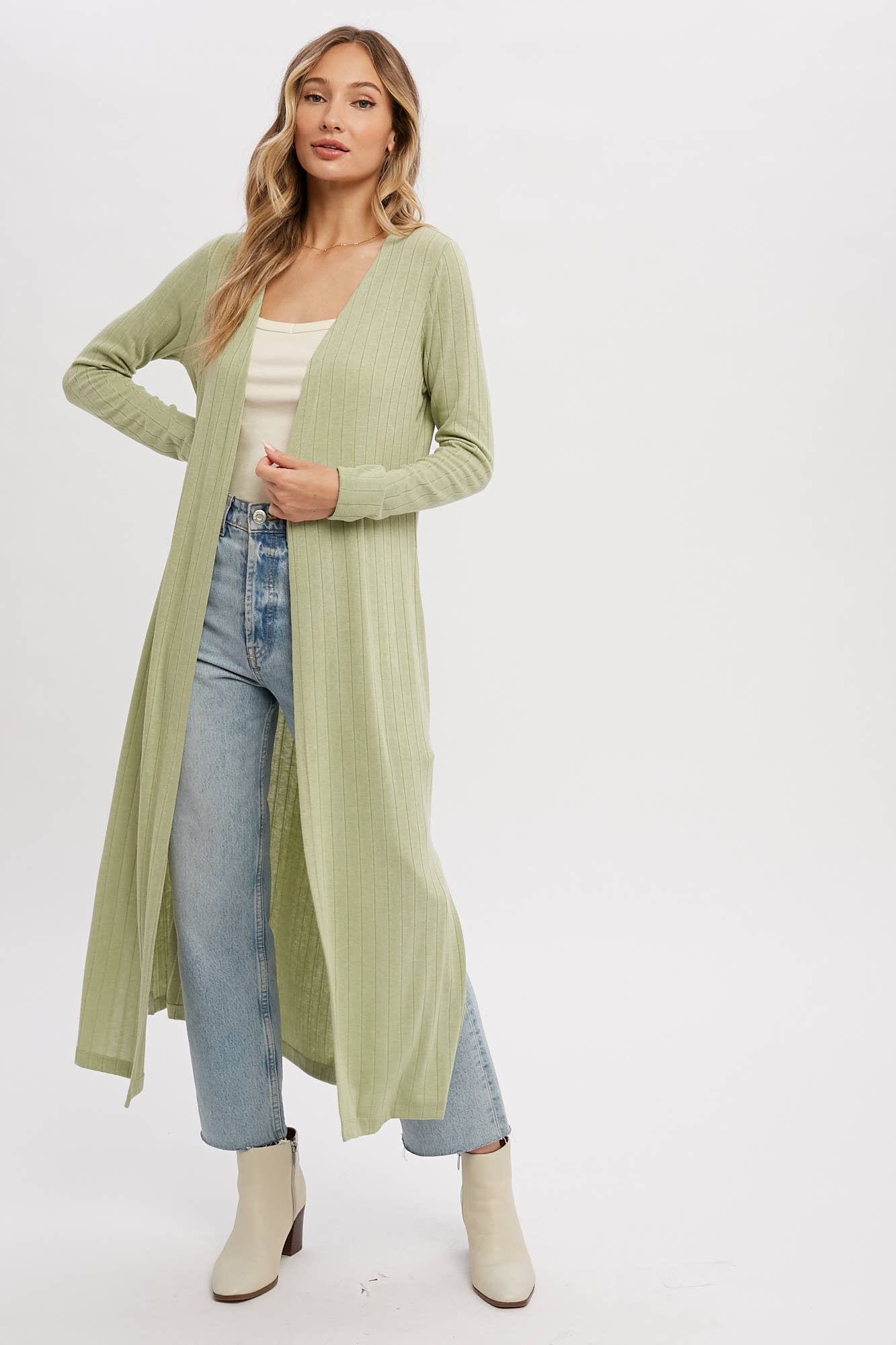 Ribbed Maxi Cardigan in Sage (REG)