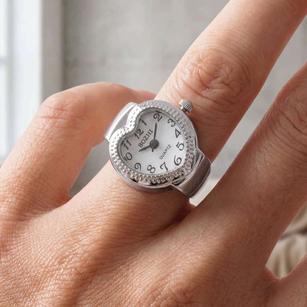 Stainless Steel Heart Ring Watch