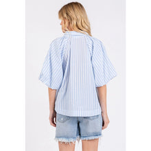 Puff Sleeve Striped Top in Blue (REG)