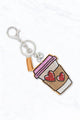 Pink Coffee Cup Sparkle Keychain