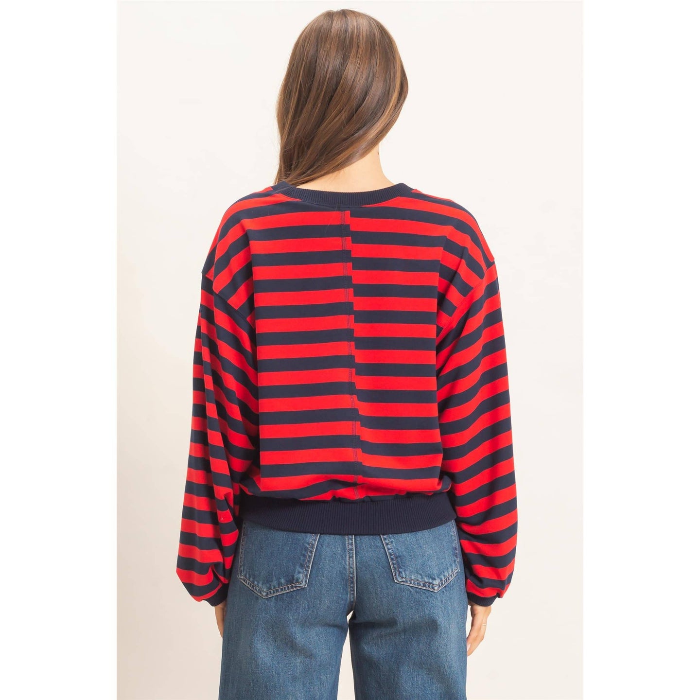 Lyla Striped Sweatshirt in Red (REG)