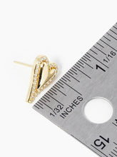 18K Dipped CZ Border Heart Earrings
