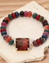 Square Gem Chunky Beaded Stretch Bracelet
