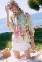 Tie Front Floral Top in Sage (REG)