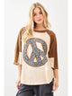 Peace Patch Raglan Top in Brown (REG)