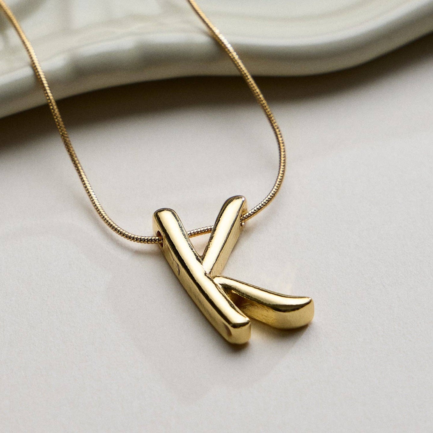 Gold Dipped Fancy Initial Necklace
