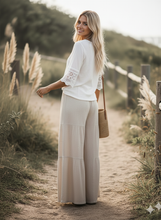 Tiered Linen Palazzo Pants in Natural (REG)