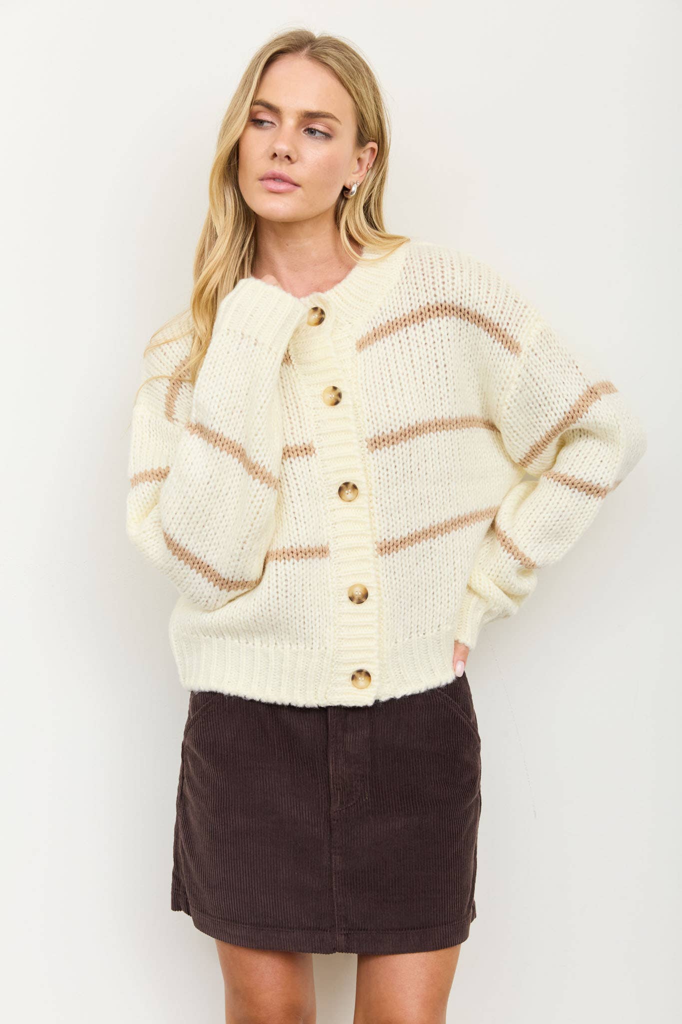 Brown & Blue Striped Cardigan (REG)