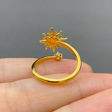 CZ Inlaid Sun 18K Ring