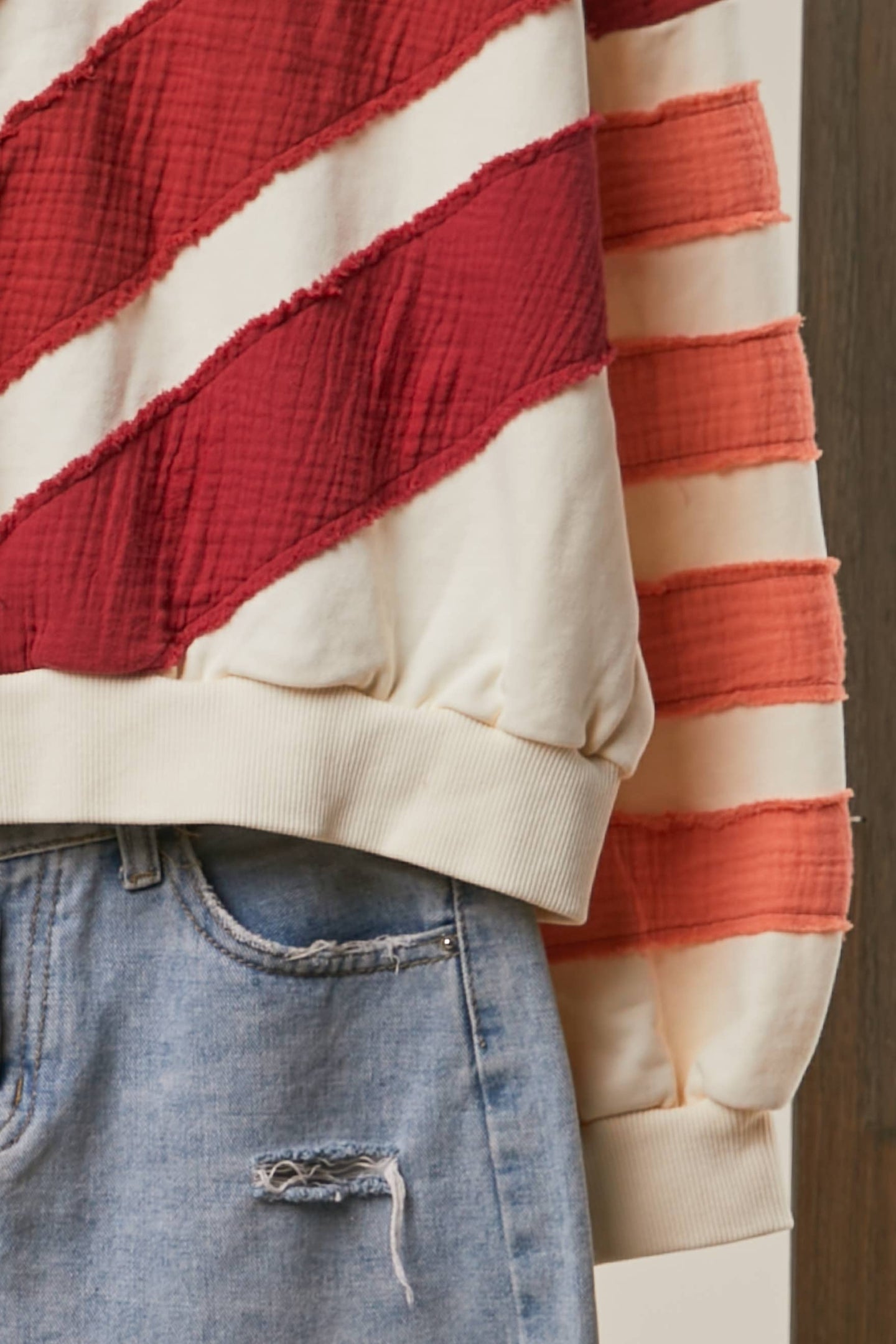 Texture Striped Top in Rust (REG)