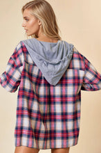 Hooded Plaid Shacket Jacket in Red (REG)