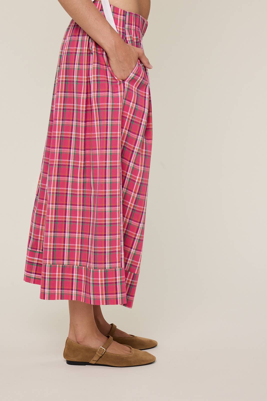 Pink Plaid Wide Leg Pants (REG)
