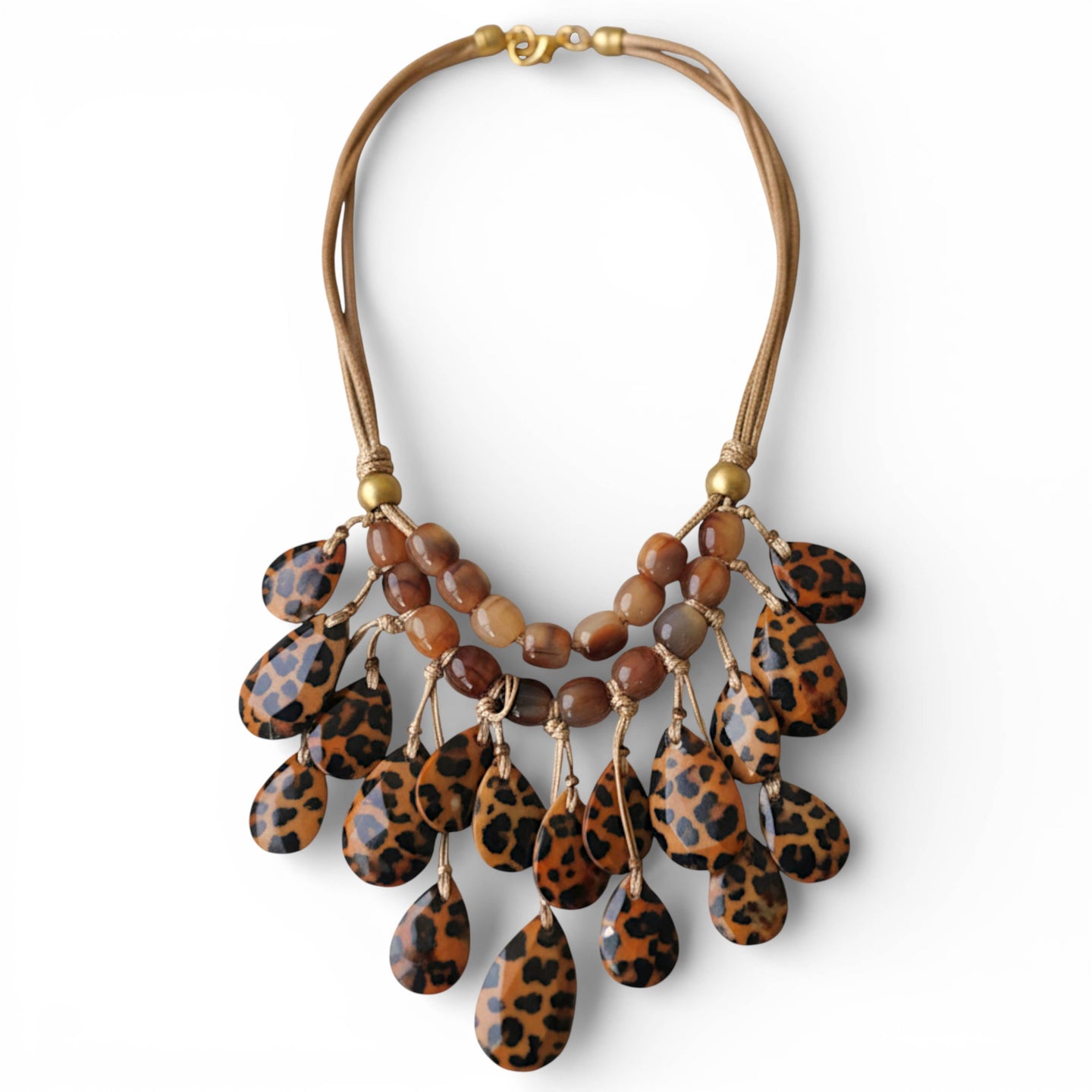 Leopard Beaded Bib Necklace