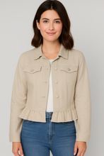 Peplum Denim Jacket in Summer Sand (REG)