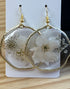Large Pressed White Flower Earrings