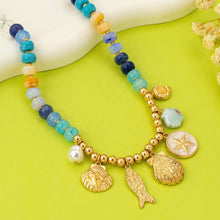 Nautical Blue Beaded Charm Necklace
