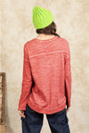 Oversized Raw Edge Red Top