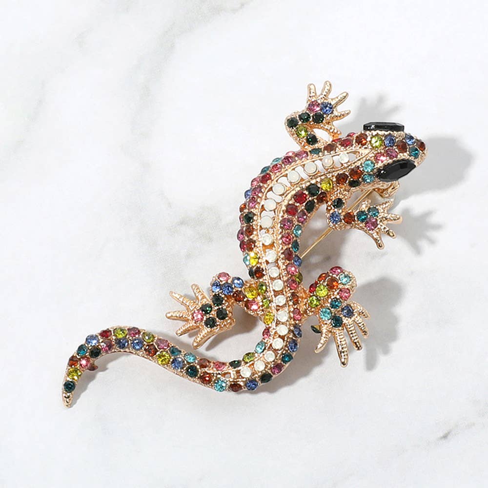 Stone Paved Lizard Brooch