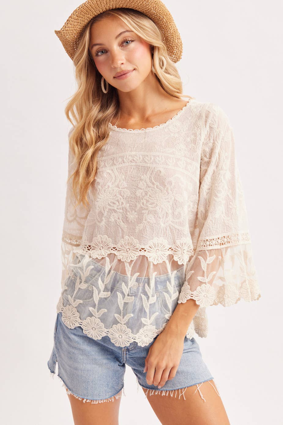 Boho Bell Peplum Crochet Top (REG)