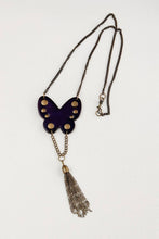 Studded Butterfly Fringe Necklace