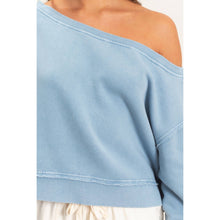 Off The Shoulder Sweatshirt in Dusty Blue (REG)
