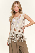 Beige Crochet Tank with Fringe (REG)