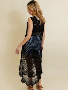 Black Crochet Lace Vest