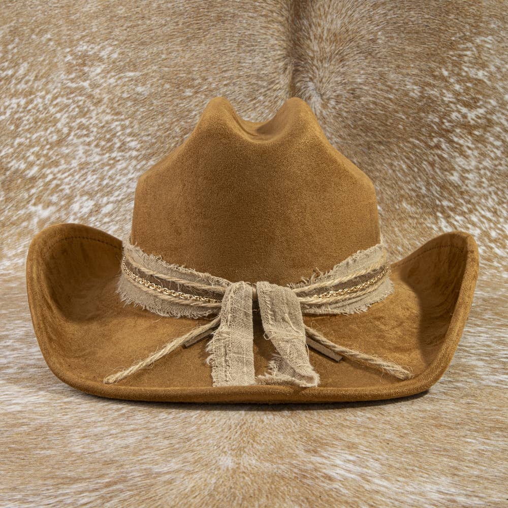 Suede Cowboy Hat w/ Frayed Band