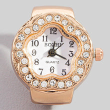 Stainless Steel CZ Flower Ring Watch