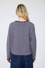 Striped Raw Edge Cardigan in Dark Brown (REG)