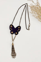 Studded Butterfly Fringe Necklace