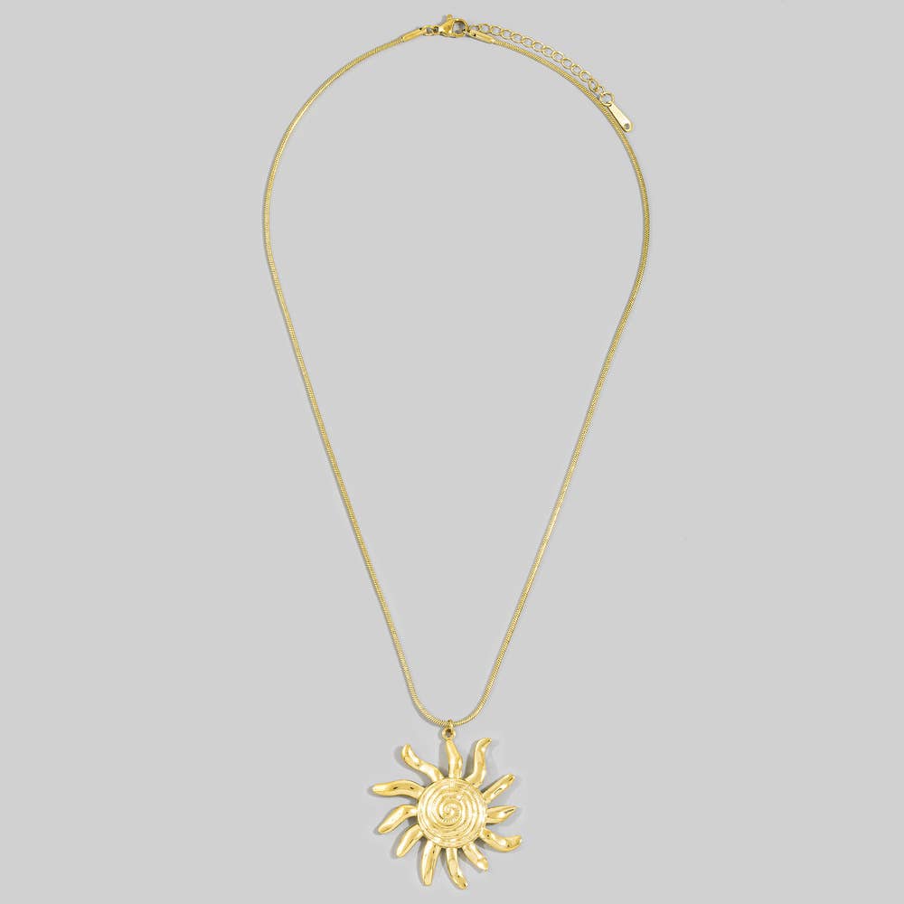 Stainless Steel Spiral Sunburst Necklace