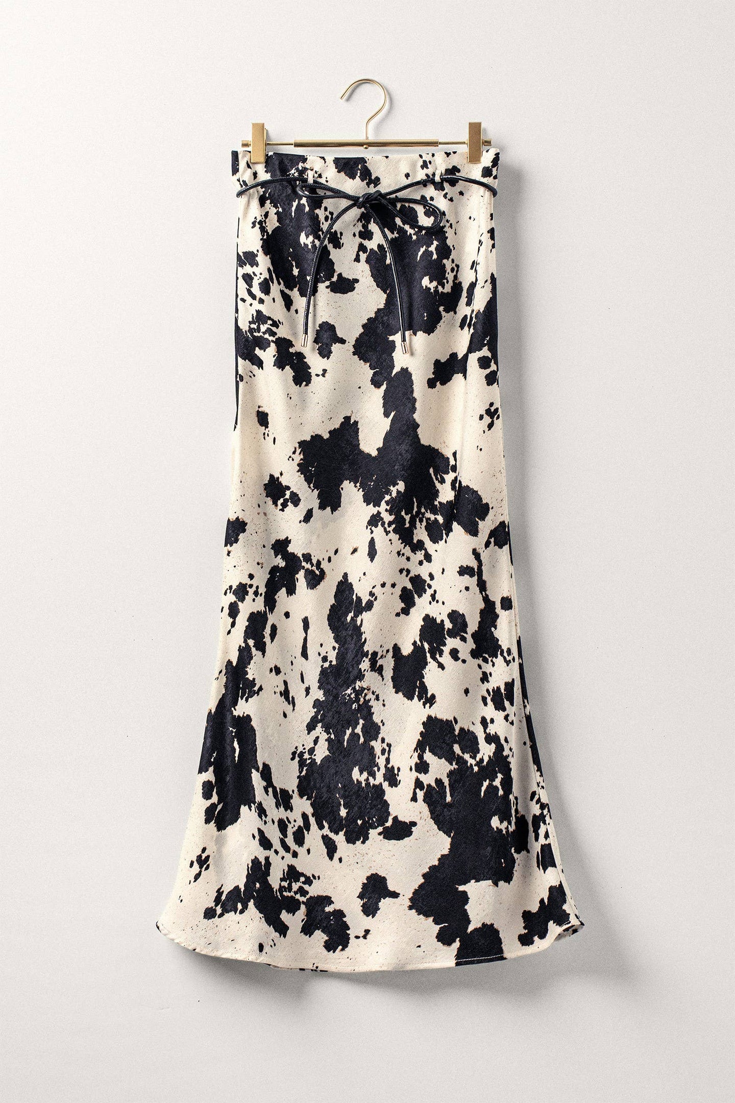 Cow Print Satin Midi Skirt (REG)