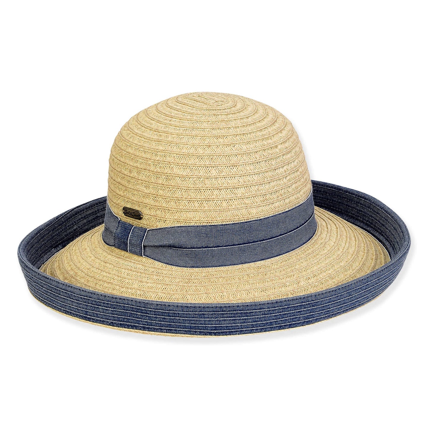 Beige and Navy Up Brim Hat