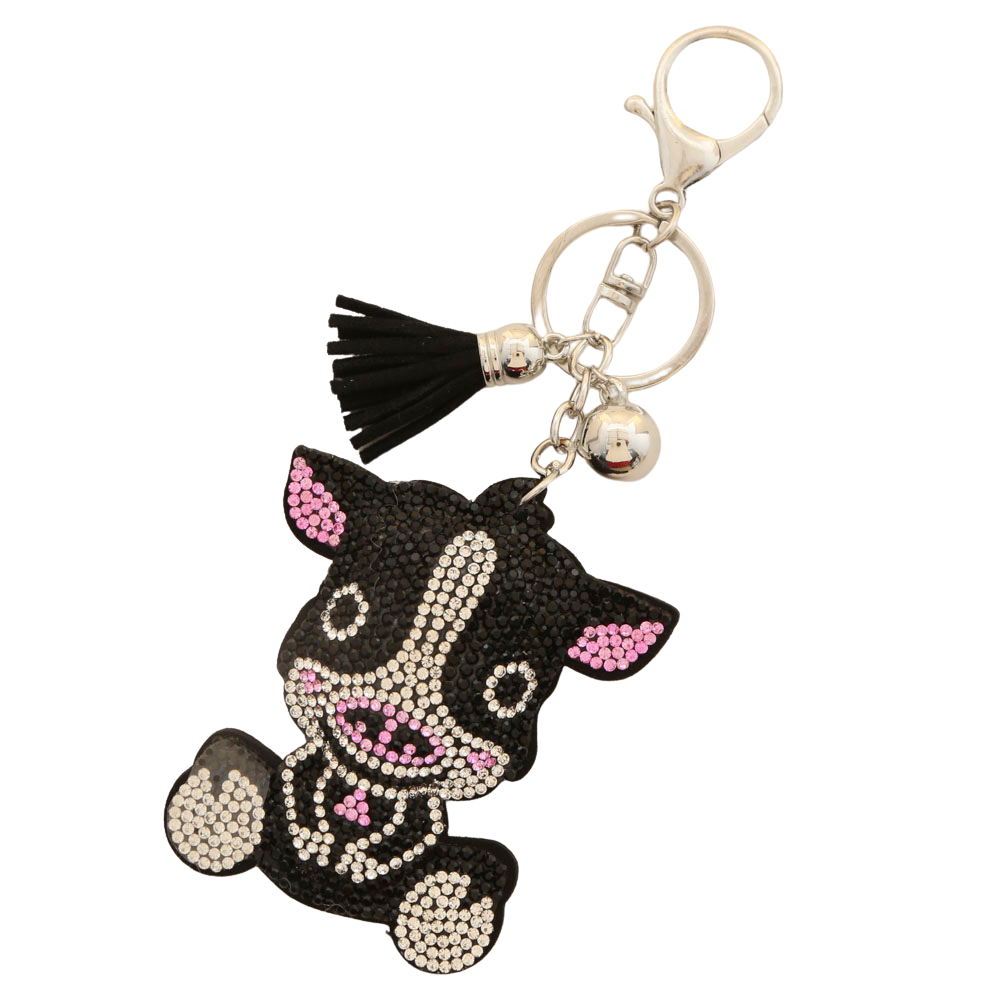 Sitting Cow Sparkle Keychain