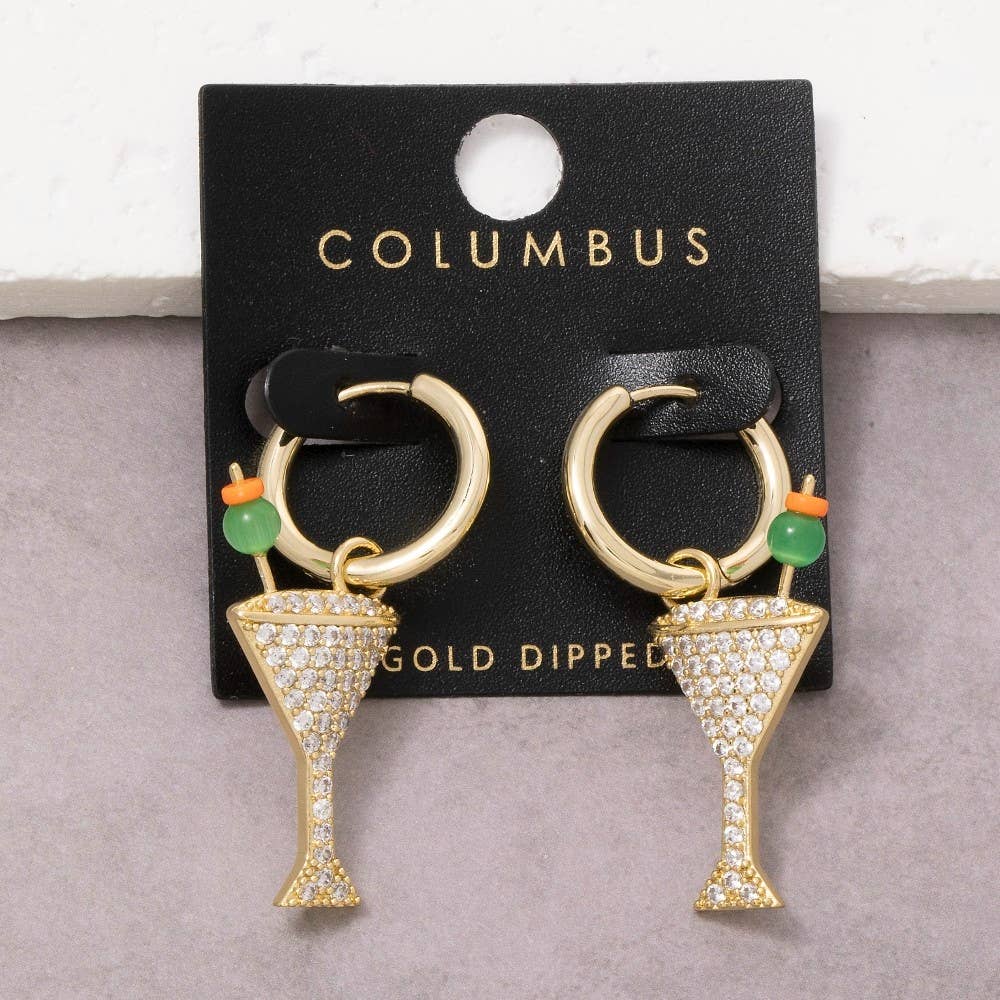 Pave Martini Hoop Earrings