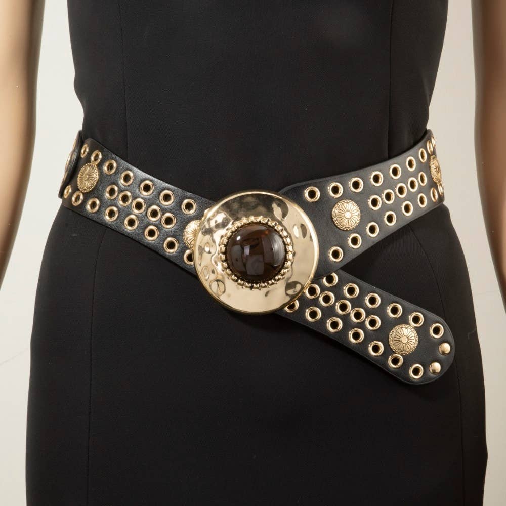 Hammered Circle Studded Belt