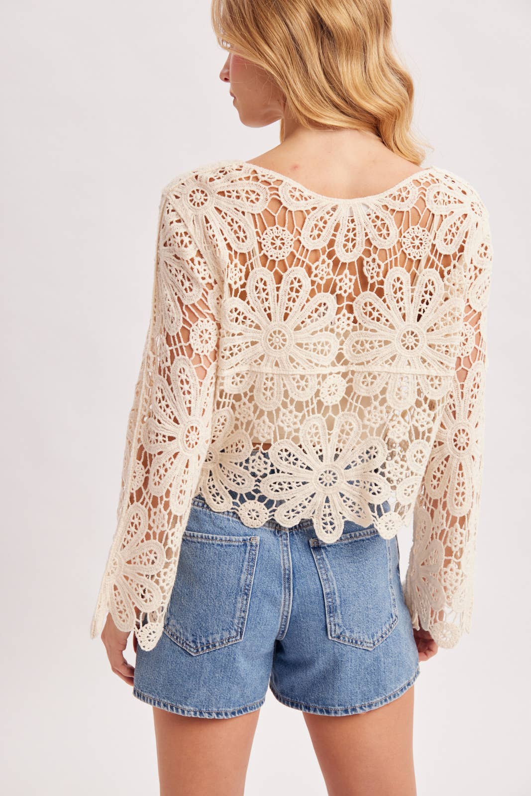 Floral Crochet Crop Cardigan (REG)
