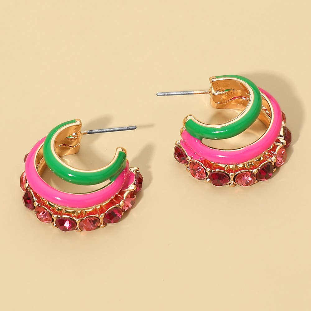 Rhinestone Layered Hoop Earrings